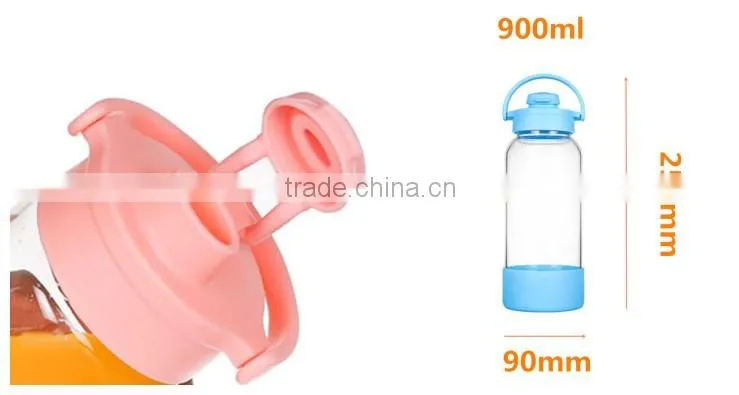 32oz High quality Silicone Cap For Wholesale glass water bottle with handle