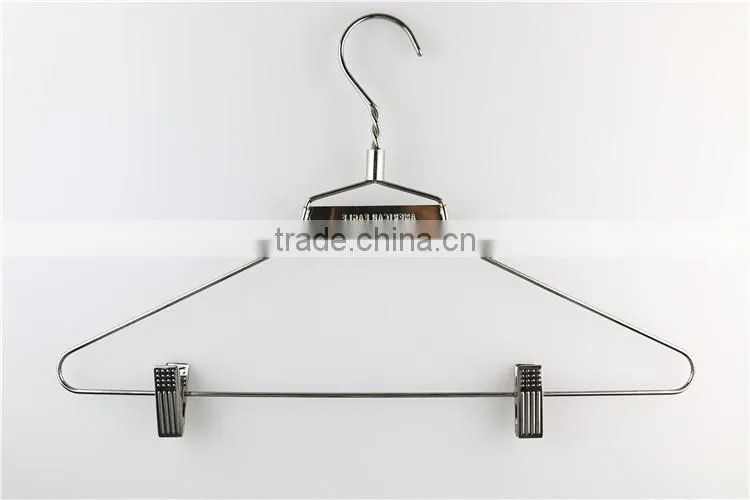 China Supplier Chrome Plated Metal Wire Hanger With Clips