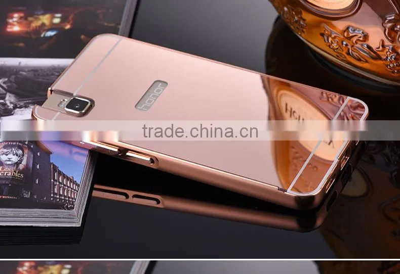 Metal Aluminum Bumper Cover Mirror Cell Phone Case For Huawei Honor 7i