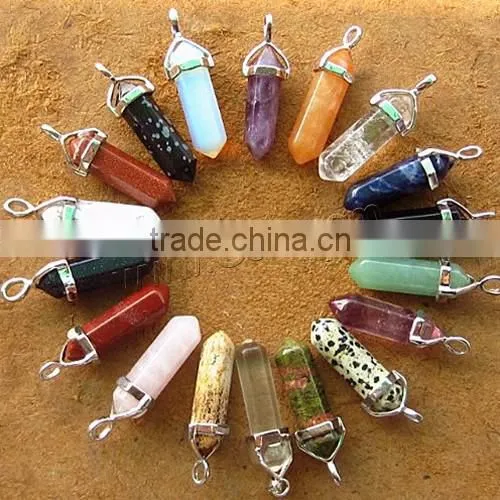 Natural Rhinestones Jewelry Pointed Crystal Hexagonal Pendant Necklaces Beads