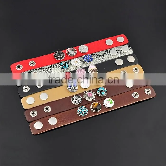 Wholesale Leather Wrap Bracelet With Snap Button Jewelry Fit For Button