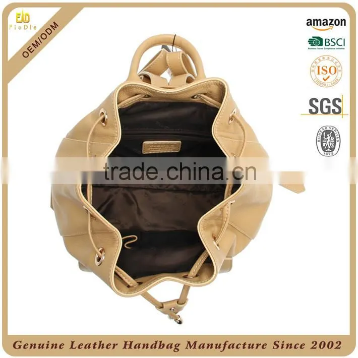China supplier genuine leather hands bags online shopping backpack women drawstring bag