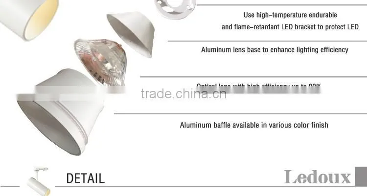 SAA dimmable led track light gold white and balck inner ring optional
