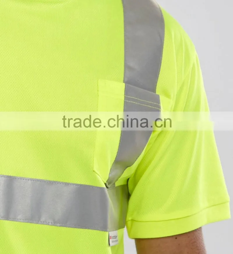 men long sleeve hi vis yellow safety workers polo shirts