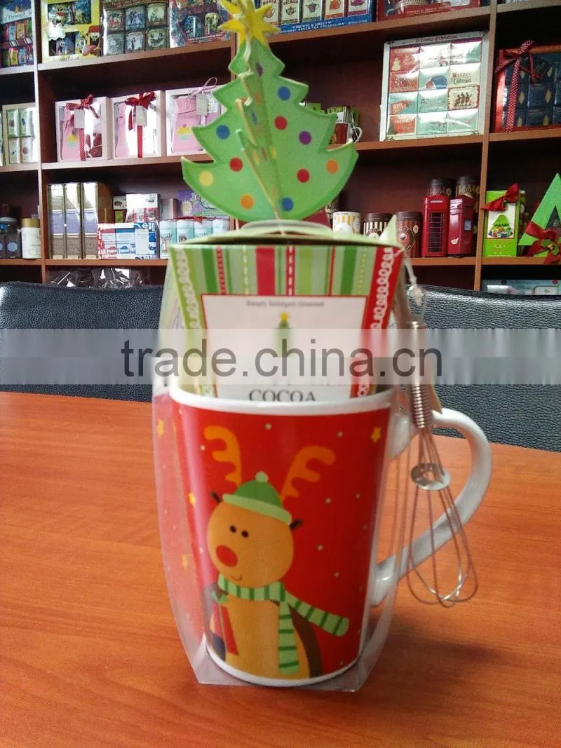 Set cup hot chocolate powder package