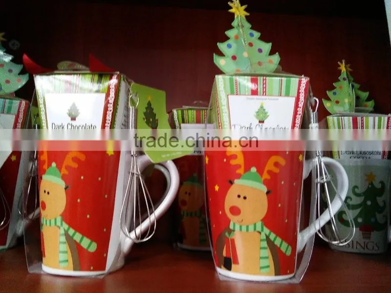 Set cup hot chocolate powder package