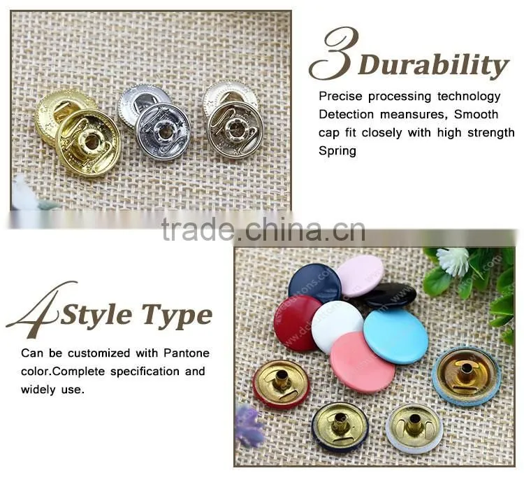 Wholesale Metal Button Customized Copper Spray 4 parts clothes Spring Snap Fastener