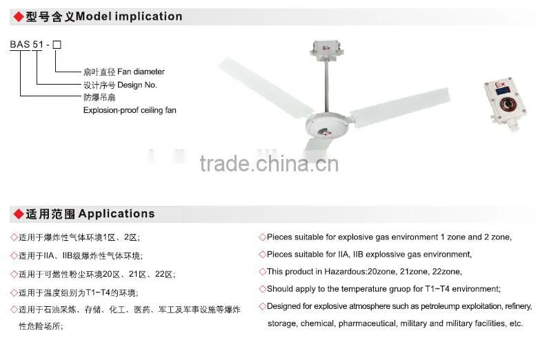 China supplier explosion-proof ceiling fan
