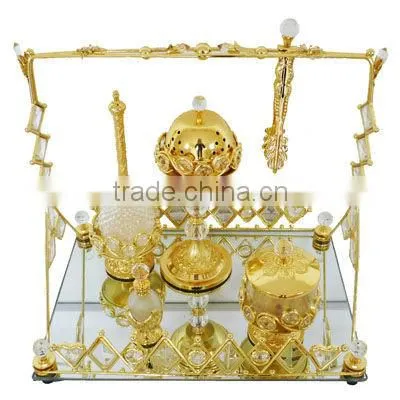 2015 decoative arab tray sets with crystal flower