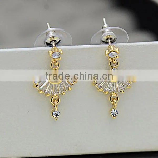 yiwu sector shaped small litter ballet girl earrings