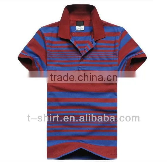 Polyester mens stripped t-shirt polo shirt contrast color factory