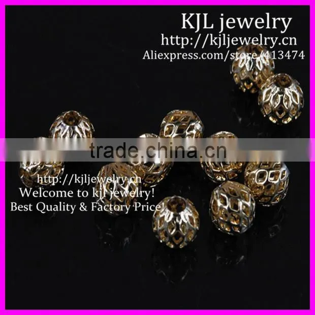 KJL-BD5322 Fashion Silver Plated Net Ball Spacer Big Hole Charm Beads Fit DIY European Bracelets 9x9mm