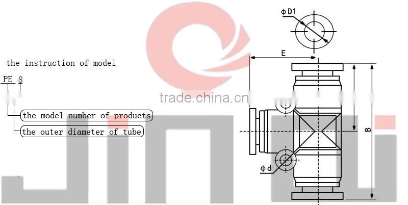alibaba china pneumatic tee plastic connector