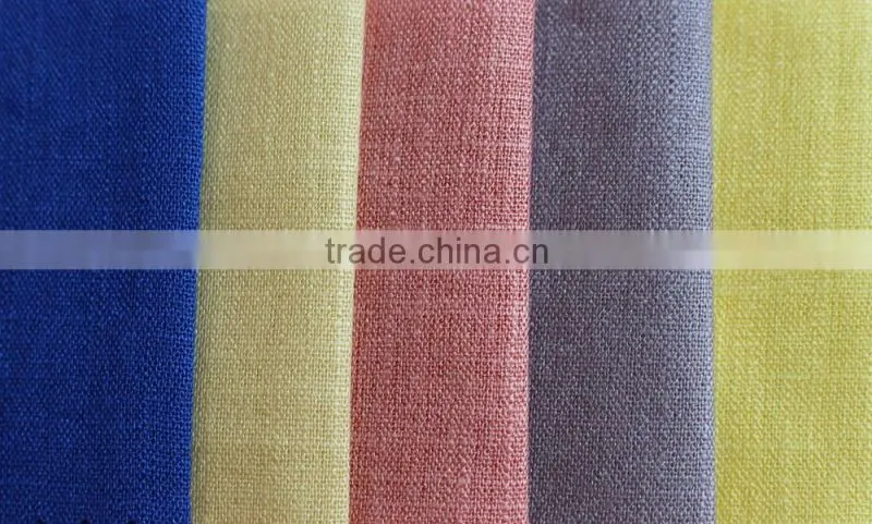 plain dyed solid color woven linenette blend nylon viscose fabric