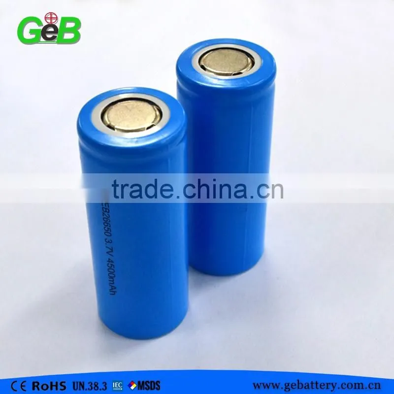 26650 li-ion battery for flashlight and torch 3.7v lithium 26650 battery