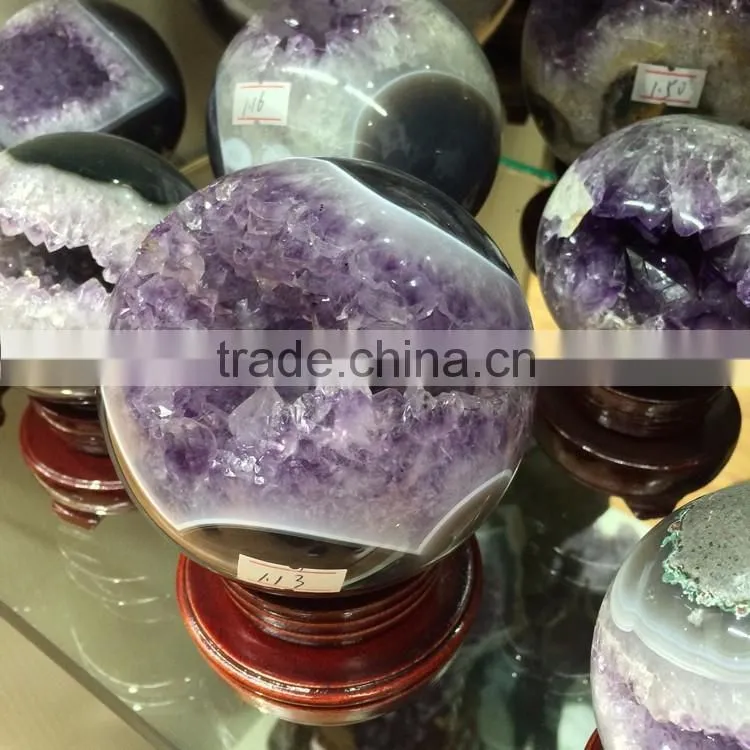 Natural Amethyst Geode Sphere Crystal Ornaments For Sale