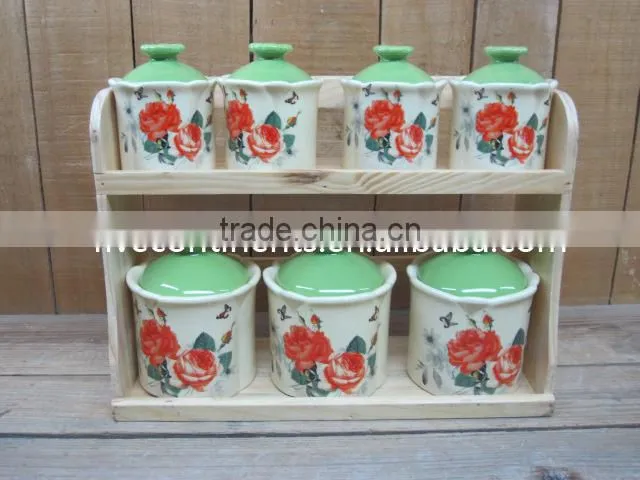 Ceramic Coffee/ Tea Mugs Set with Sugar Pot in Round Tray