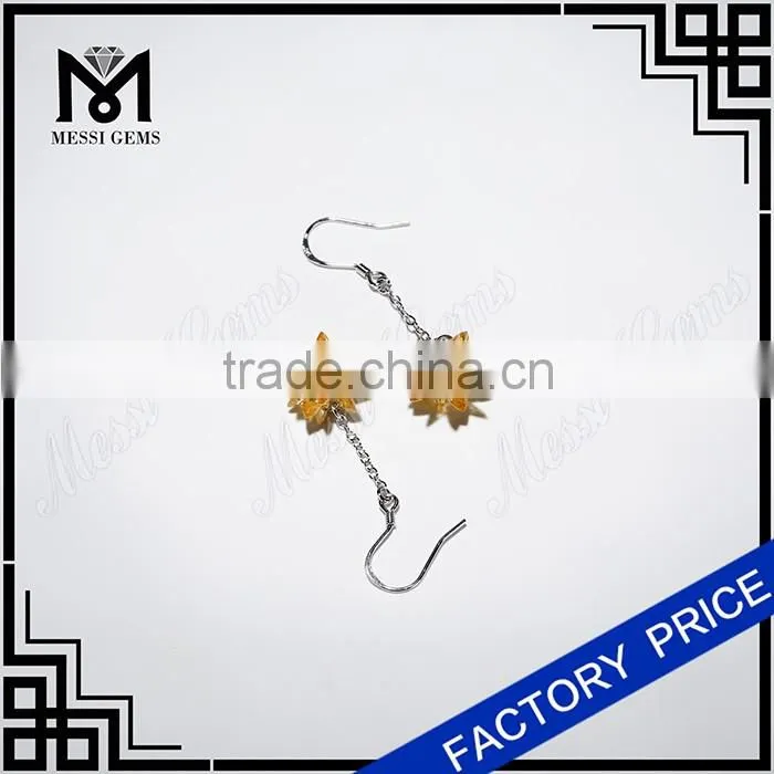 yellow cz earrings marquise stones simple women earrings in silver