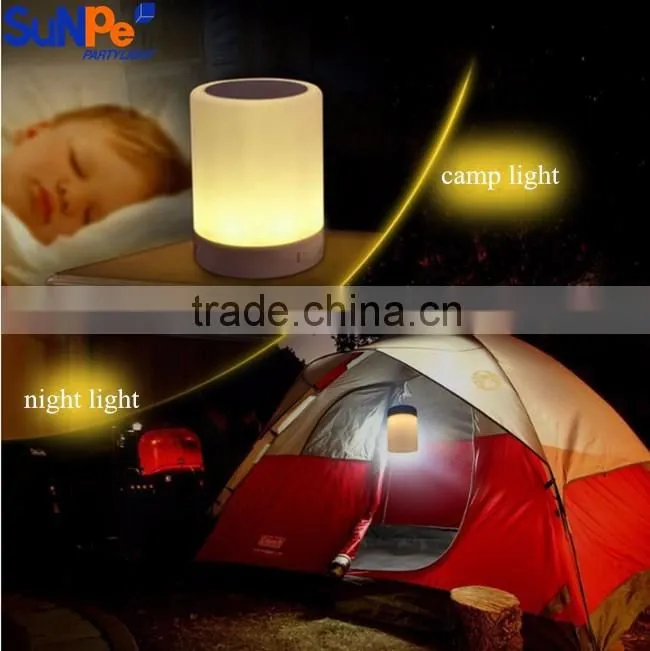 LED rechargable camping lantern with bluetooth speaker color changing and touch sensor mini music lamp