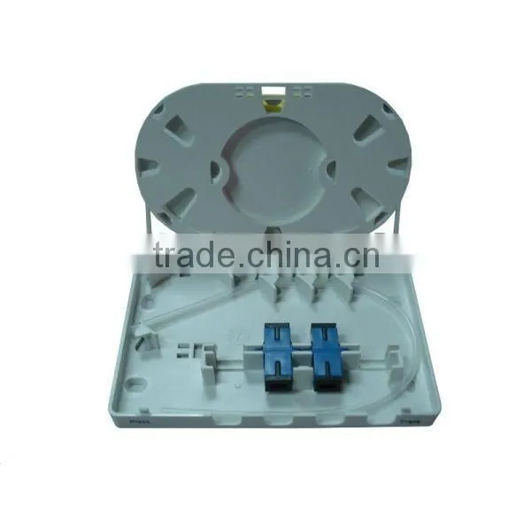 2/4 port Ftth indoor fiber box, optical fiber terminal box with sc fiber adaptor and sc fiber pigtail