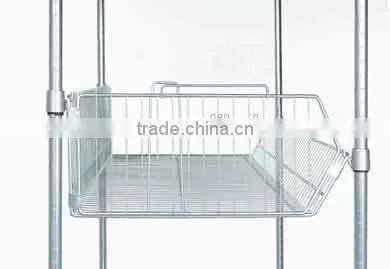 Chrome Wire Basket Shelf Truck for Hospital