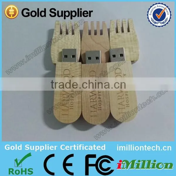 Wood Products wood fork usb drive, wooden fork usb drive, wood fork shape usb drive for promotion