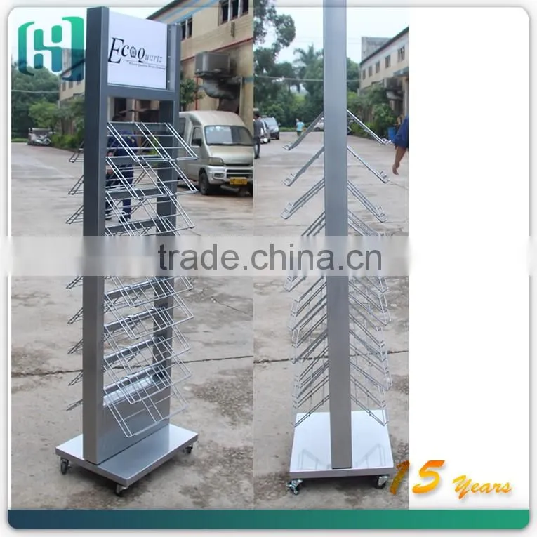 wholesale metal white proof ceramic tile accessories display stand with wheels HSX-S0346