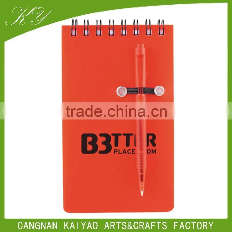 2016 promotion stationery notepad plastic pp cover notebook with pen