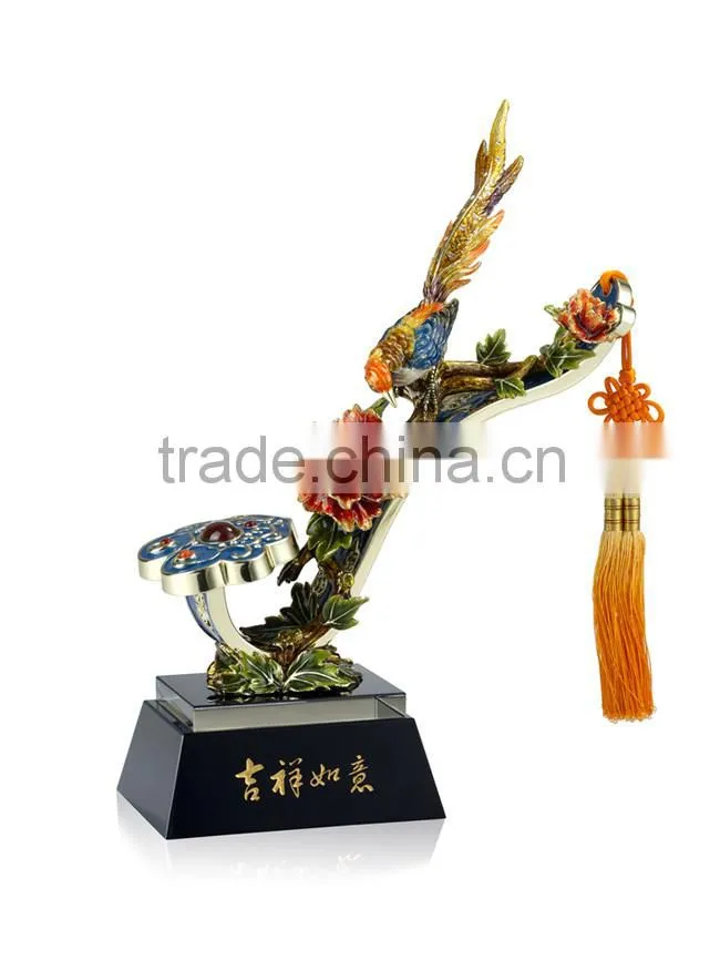 Peony Auspicious Ruyi enamel pewter craft decorative article