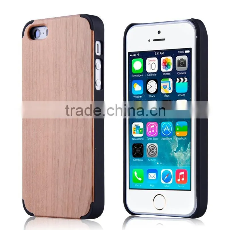 Wood bamboo +PC double sided case without battery for iphone 5 case.