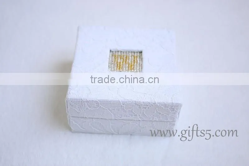 Unique creative ring boxes wedding ring bearer box with beaded name plate of W