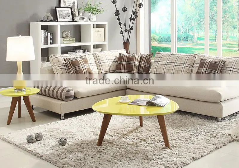 Small semi circle wood side table with metal legs