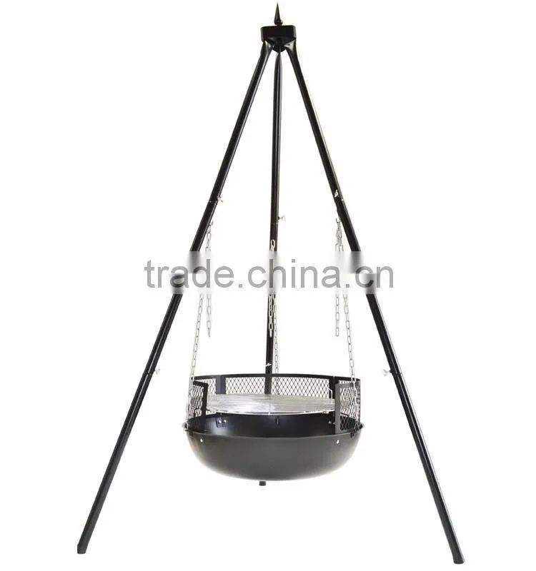 Adjustable and swing balcony hanging grill charcoal bbq