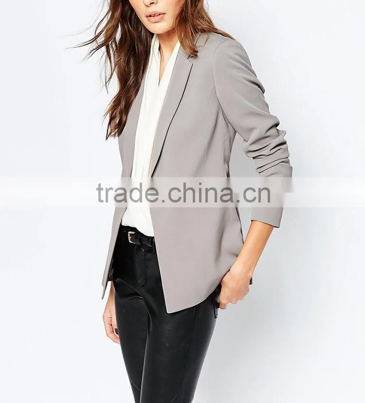 Fashion autumn coat chiffon single breasted smart lady silver tailored suits blazer