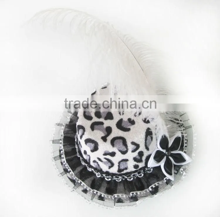 MYLOVE Leopard hat small hat wholesale hat with big feather MLXM034