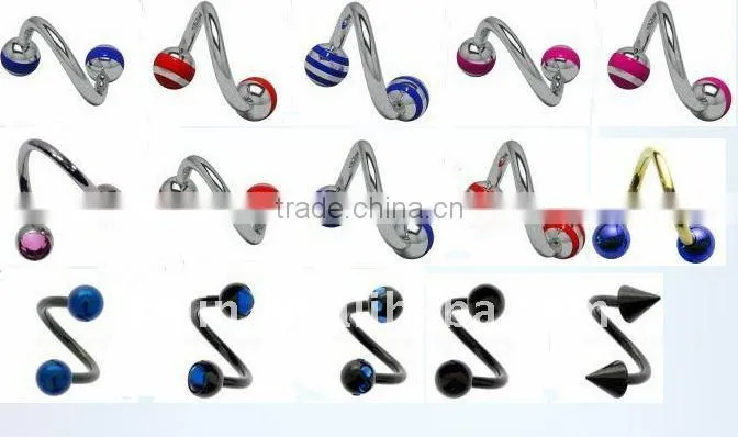 Titanium Duplex Carousel Spirals - Red,body piercing eyebrow ring