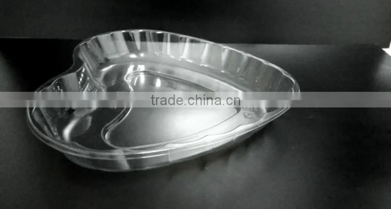 High quality plastic fruit plate heart type snack container