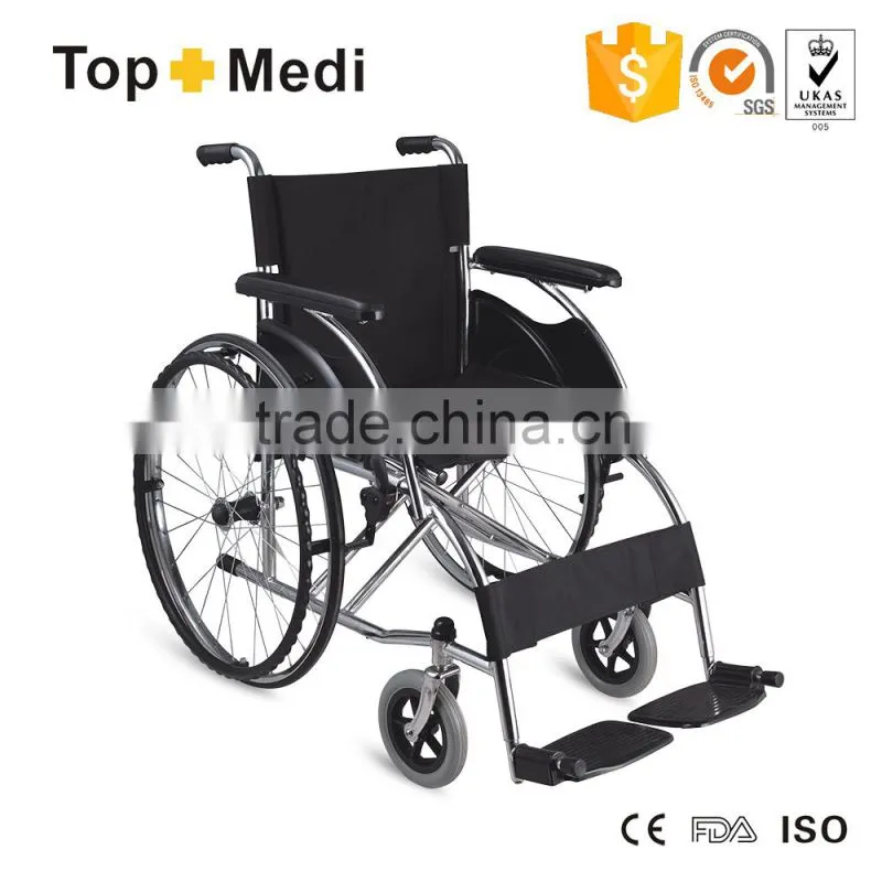 Medical Economy Populer Chromed Steel Frame Manual Wheelchair