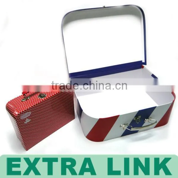 Custom Royal Metal Handle Cardboard Mini Suitcase Storage Box