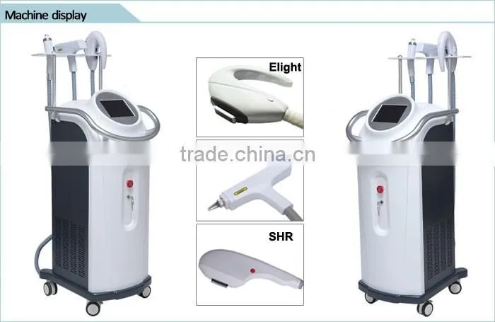 high quality ce passed multifunction beauty machine Elight+SHR+nd yag laser for hair/ tattoo removal