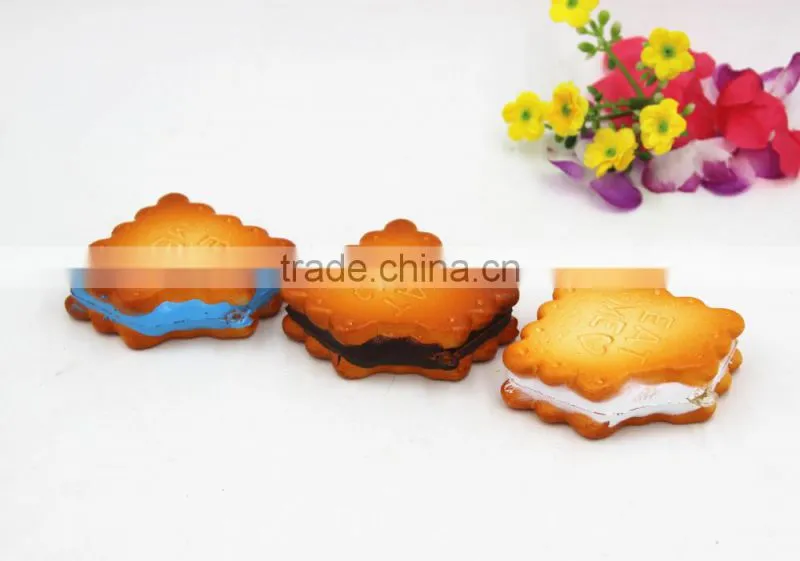 PU Cream One Bite Biscuits Miniature Fake Food For Dolls and Dollhouse Purse Keychains Decor-Yiwu sanqi crafts factory