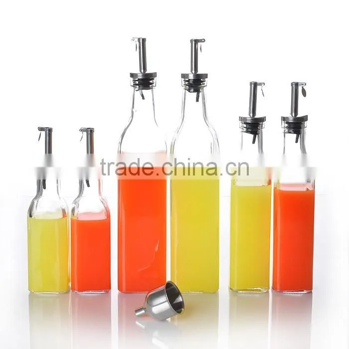 2016 new design oil glass bottle with metal lid and customized logo printing
