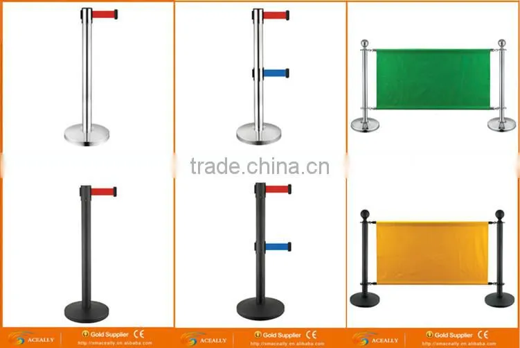 Aceally High Quality Stainless Steel Retractable Belt Stanchion Traffice Plastic Barriers