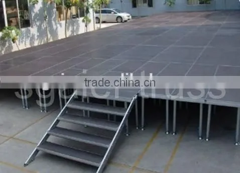 Modular square stage with 4 steps stairs with square legs