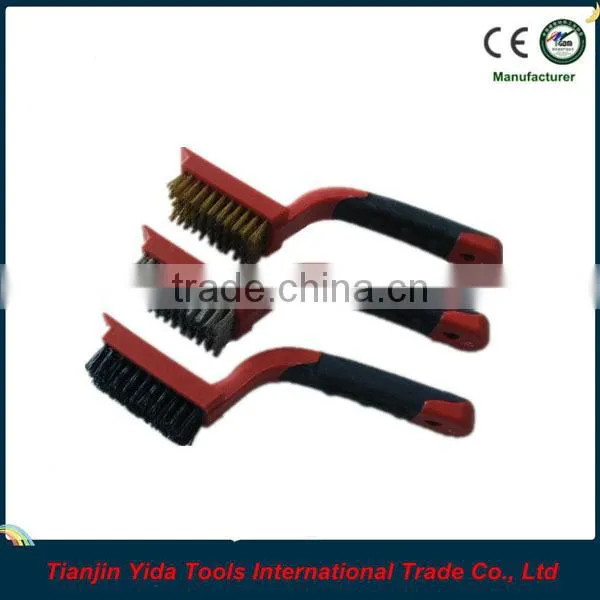3PCS Two-color Rubbery Handle Mini Wire Brush