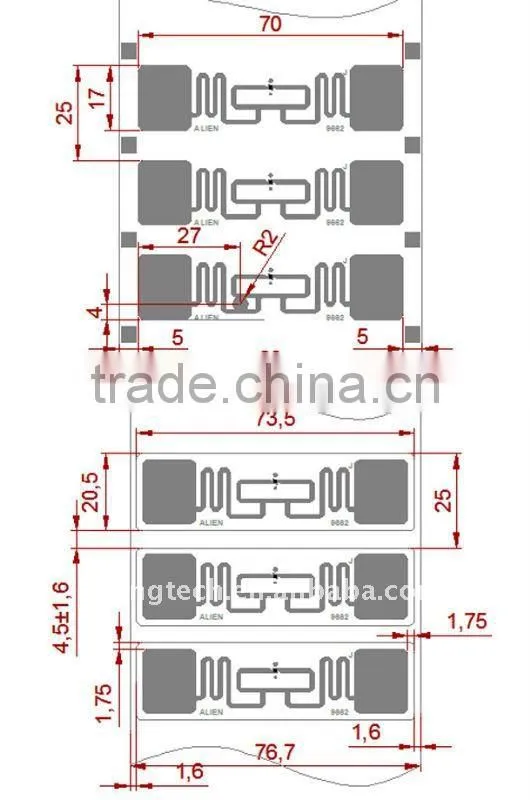HYUT7323 rifd uhf adhesive tag Compact Design Mid-Size (73*23mm)