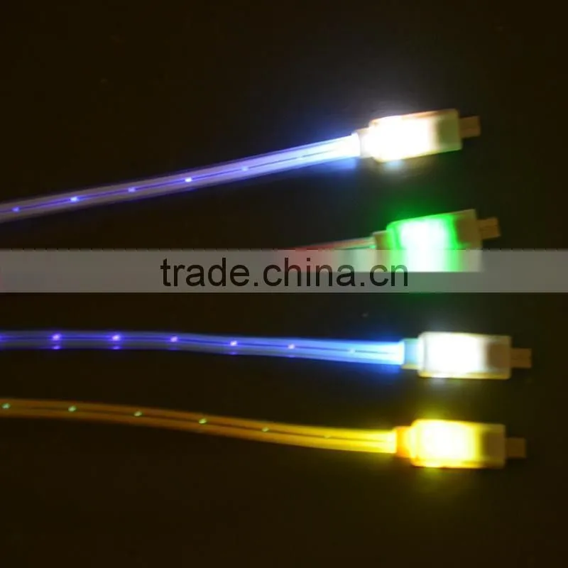 1m LED USB Cable Micro USB Cable With Led Light for iPhone Smile Face USB data charging cable charger lines for iphone 4 4s