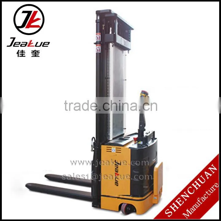 2015 ShenChuan Newest Newly Design High Lift Electric Stacker Standing Operation Type