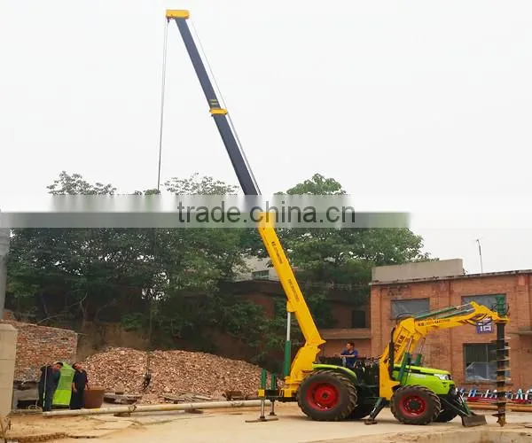 Hydraulic 100HP tractor pole drilling machine with crane and bulldozer