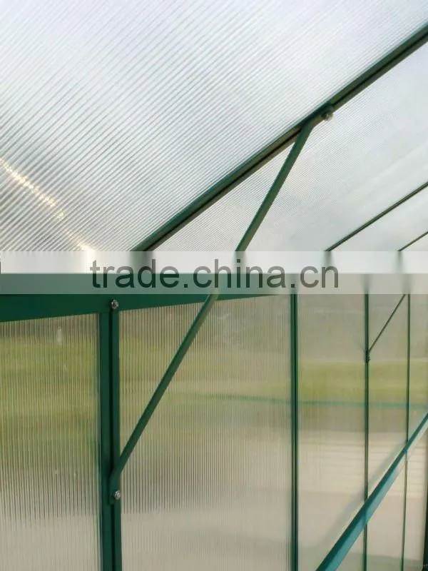 Outdoor garden 4mm PC sheet aluminum frame greenhouse for rose tomato seed